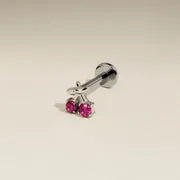 Astrid & Miyu Cherry piercing titane platine