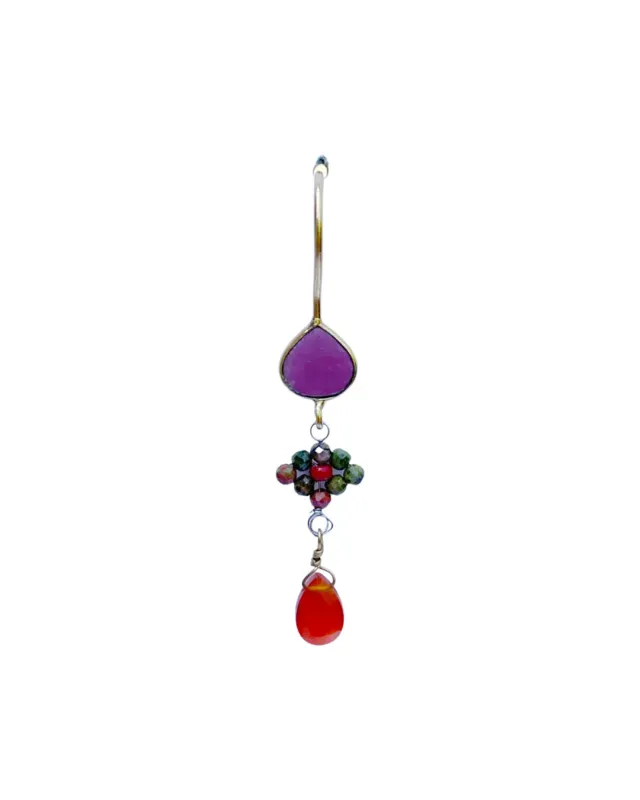 Le Fourbi de Capucine LF57 boucles d'oreilles laiton doré rubis