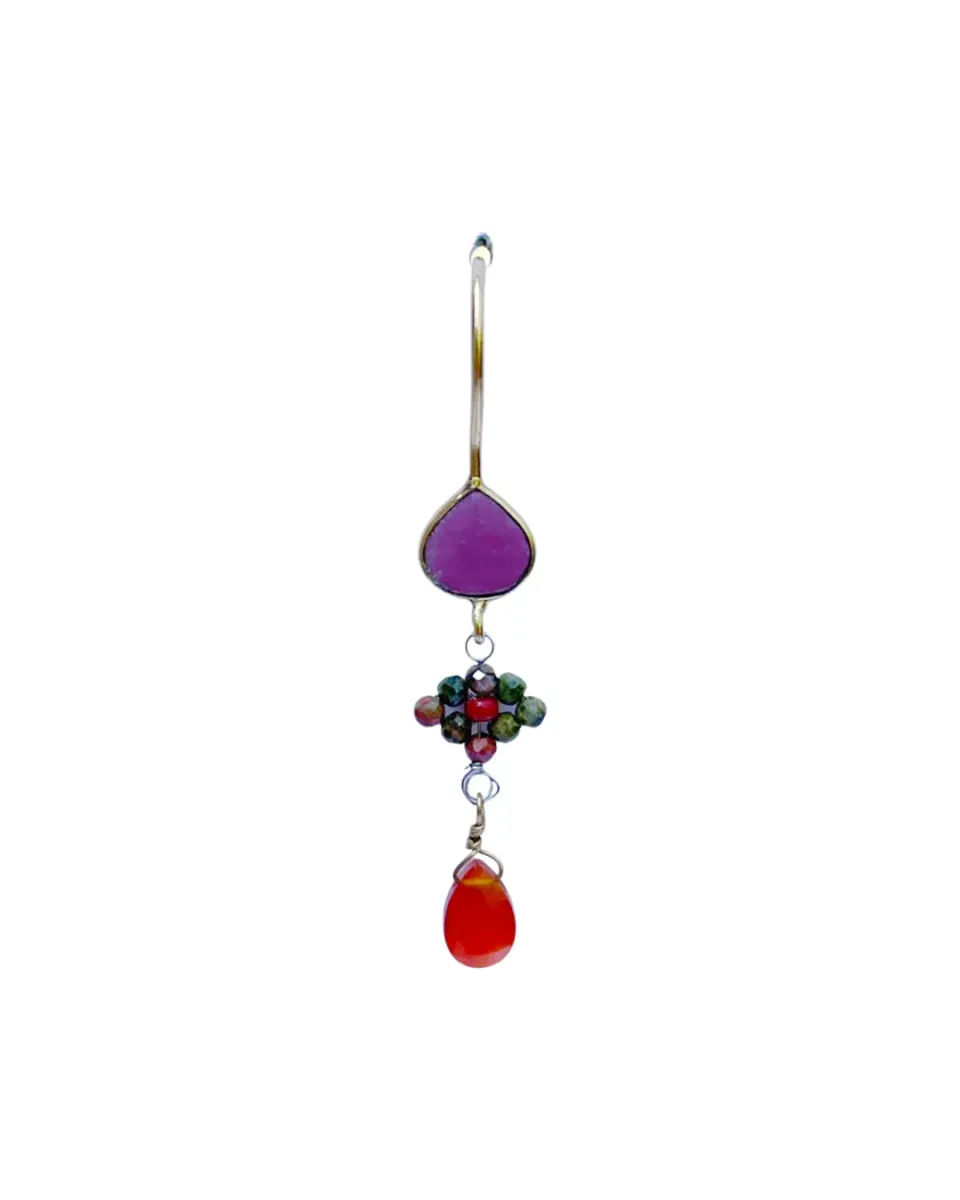 Le Fourbi de Capucine LF57 boucles d'oreilles laiton doré rubis