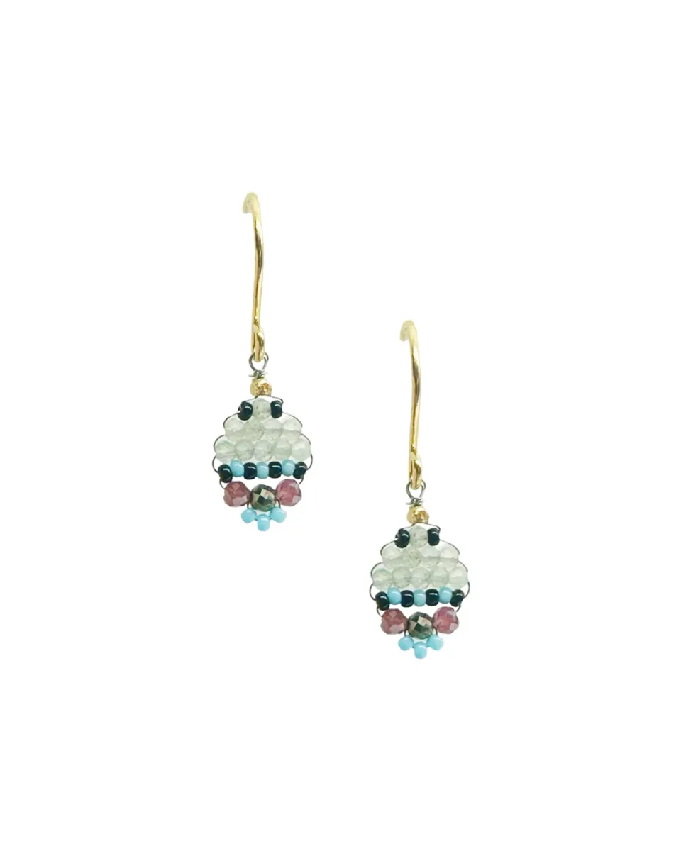 Le Fourbi de Capucine Z14 boucles d'oreille péridot grenat