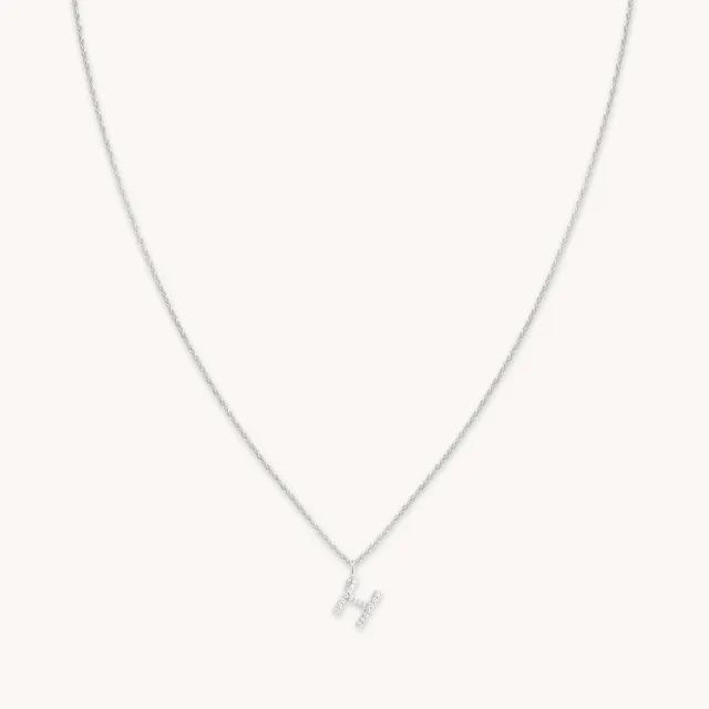 Astrid & Miyu H Initial Pavé collier argent initiale H