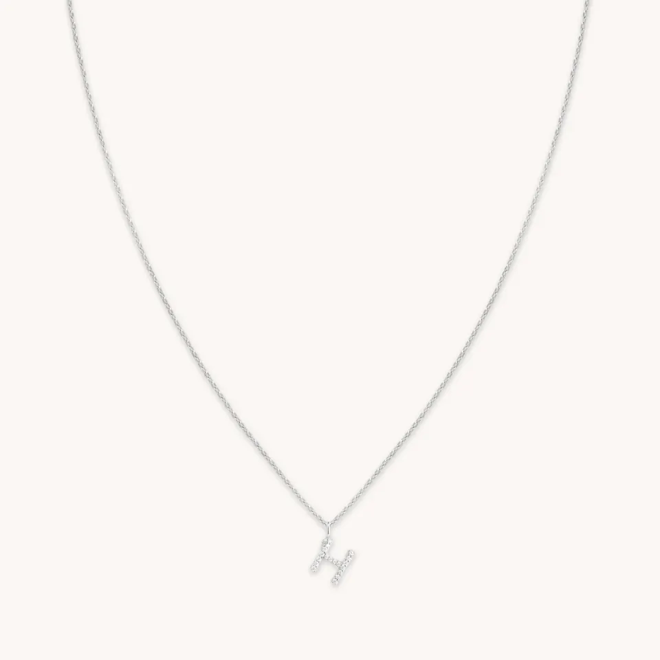 Astrid & Miyu H Initial Pavé collier argent initiale H