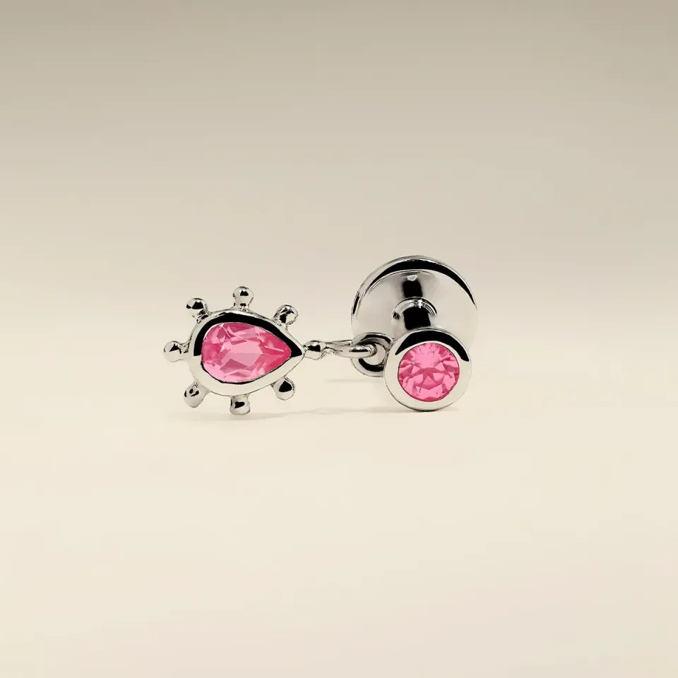 Astrid & Miyu Pink Sapphire Beaded piercing saphir rose