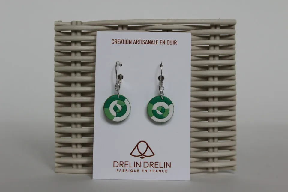 Drelin Trio Verts Blanc boucles dormeuses argent 925