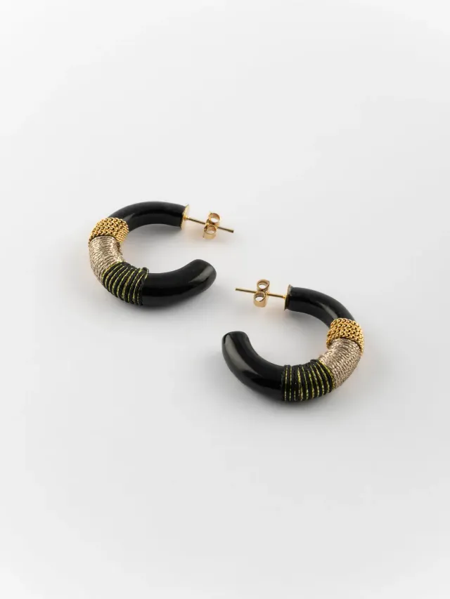 Nach Bijoux ethnique noir boucles d'oreilles porcelaine