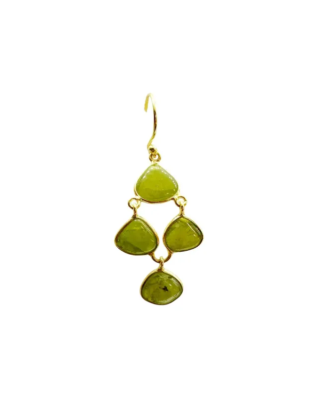 Le Fourbi de Capucine G33 boucles d'oreille grenat vert pendantes