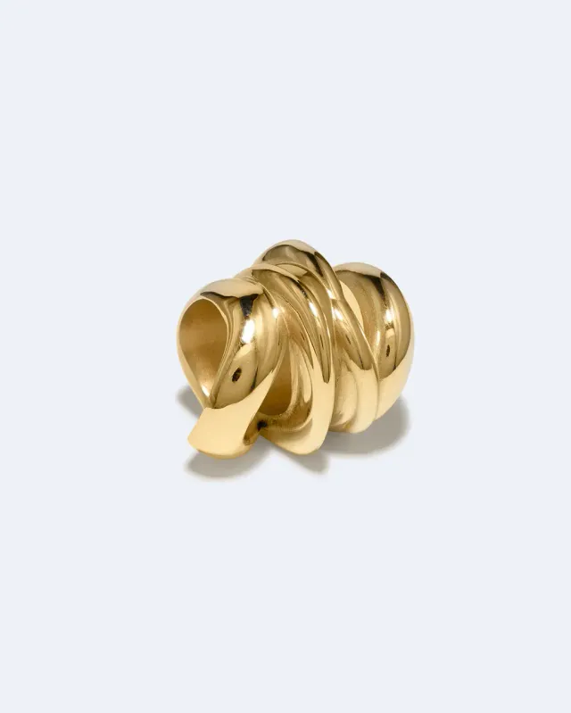 Completedworks Off-World bague plaqué or laiton sculptée