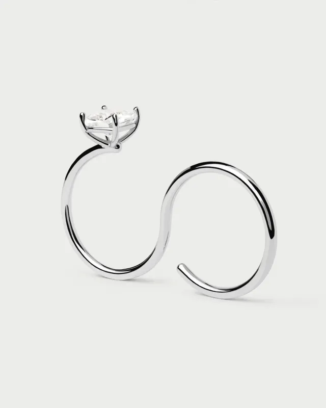 PDPAOLA Sofia bague deux doigts argent zirconia