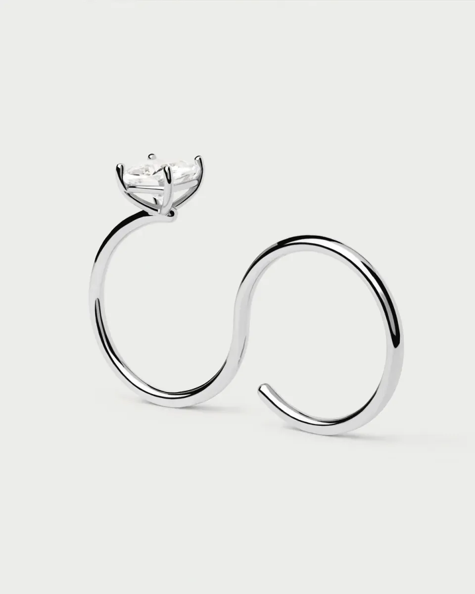 PDPAOLA Sofia bague deux doigts argent zirconia