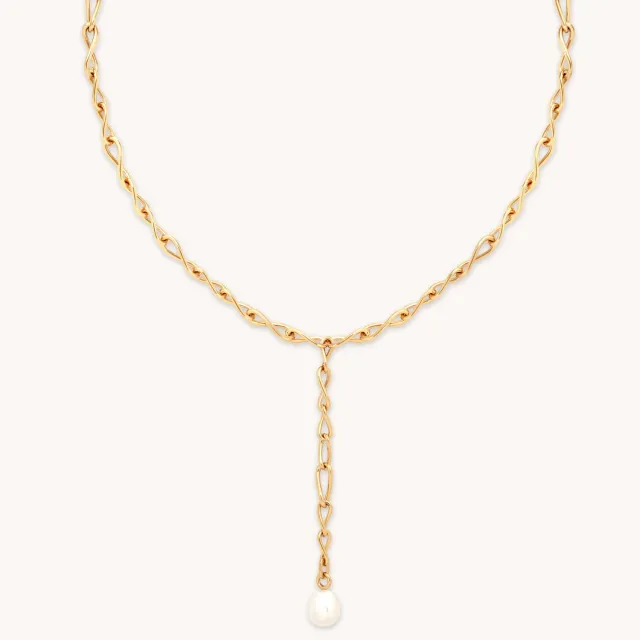 Astrid & Miyu Infinite Pearl collier lariat perle doré