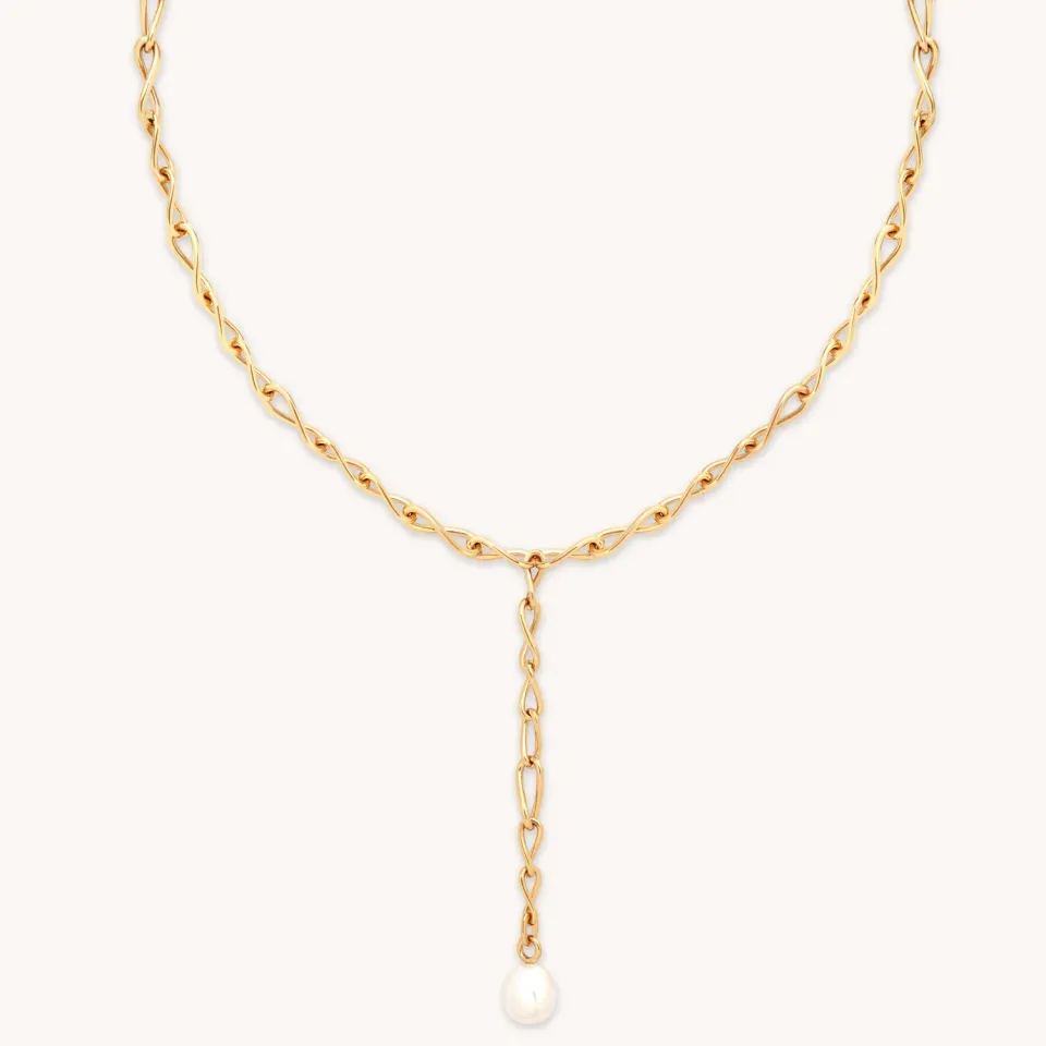 Astrid & Miyu Infinite Pearl collier lariat perle doré