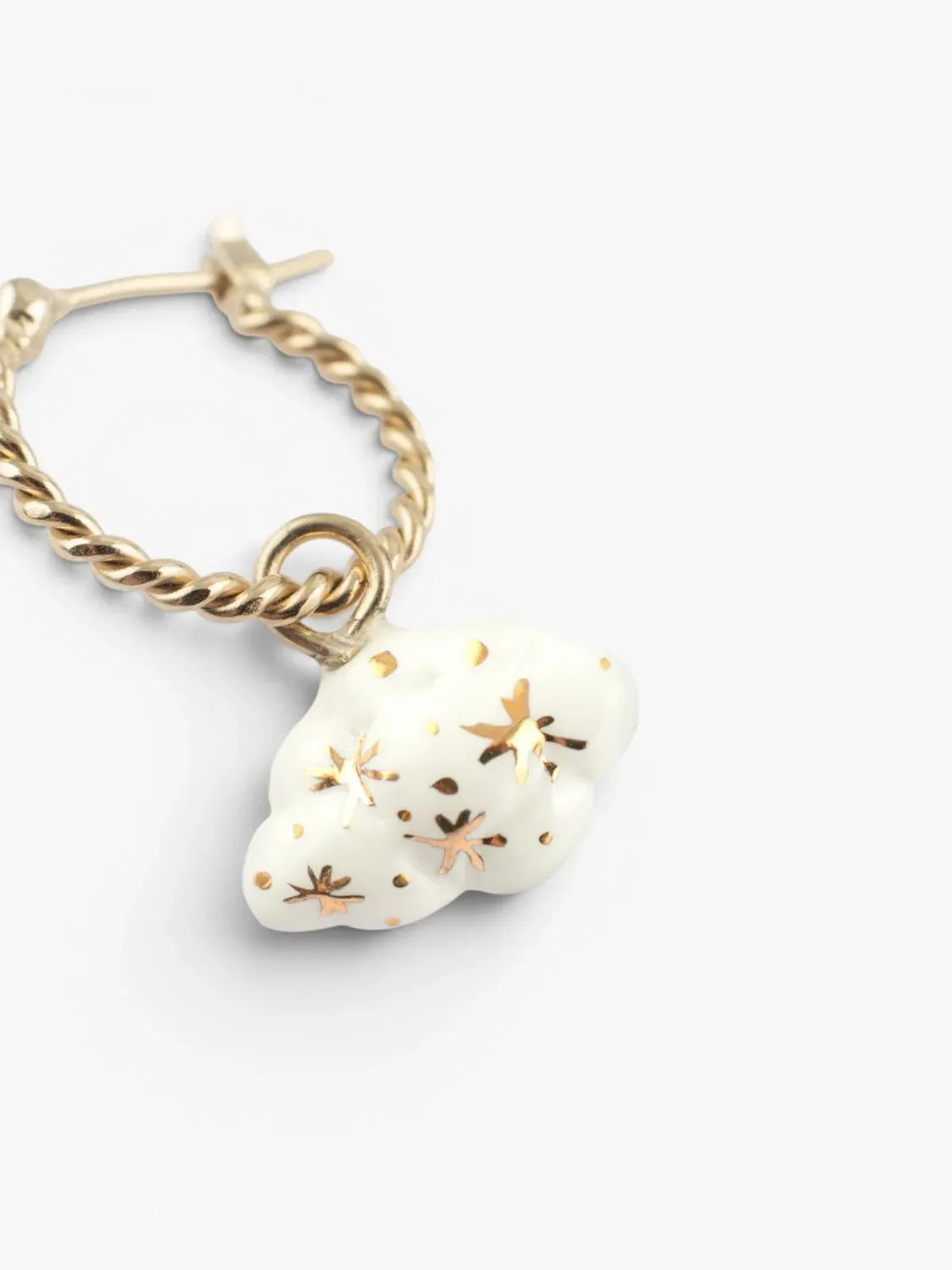 Nach Cosmic Mini créole nuage boucle d'oreille blanc doré