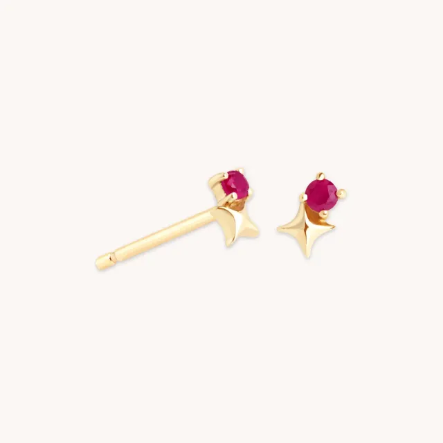 Astrid & Miyu July Ruby boucles oreilles or rubis