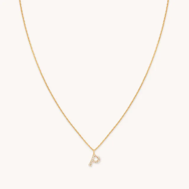 Astrid & Miyu Initial Pavé collier P doré pavé