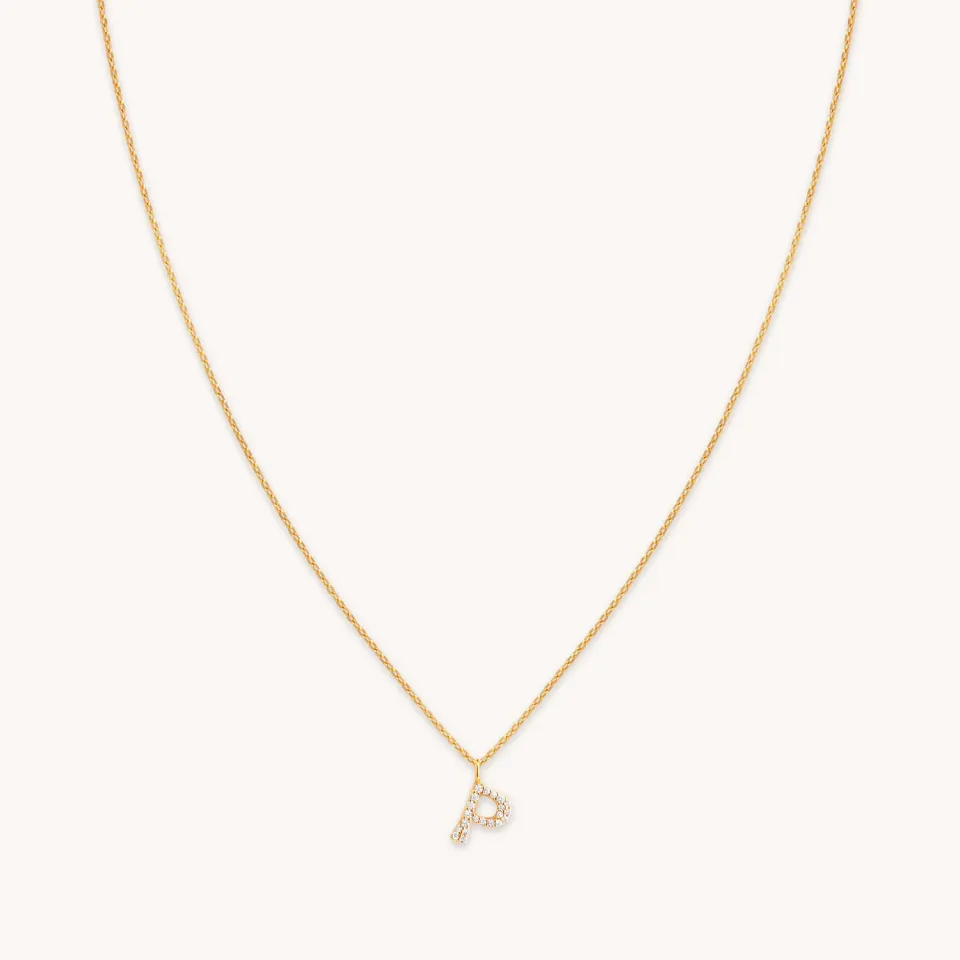 Astrid & Miyu Initial Pavé collier P doré pavé
