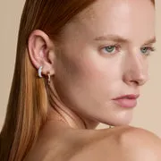 Astrid & Miyu Sun Hoops boucles oreilles agate bleue doré