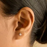 Astrid & Miyu White Topaz Star clous d'oreilles or blanc