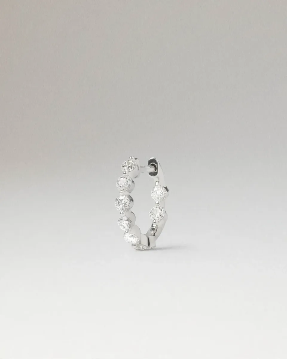 PDPAOLA Leda mono boucle diamants or blanc