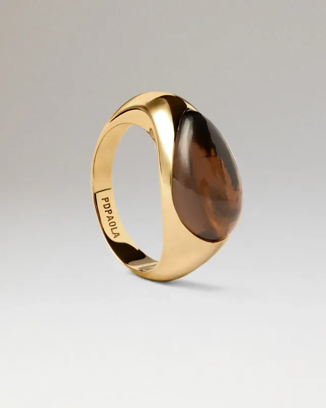 PDPAOLA Luna Smoky Quartz bague quartz fumé