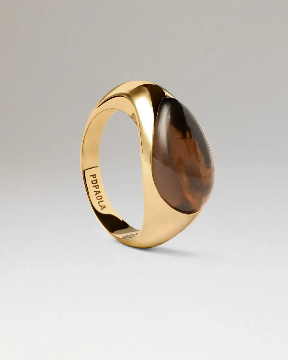 PDPAOLA Luna Smoky Quartz bague quartz fumé