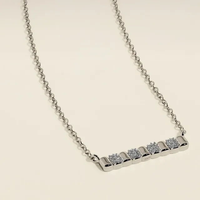 Astrid & Miyu Crystal Ridged Bar collier argent cristal