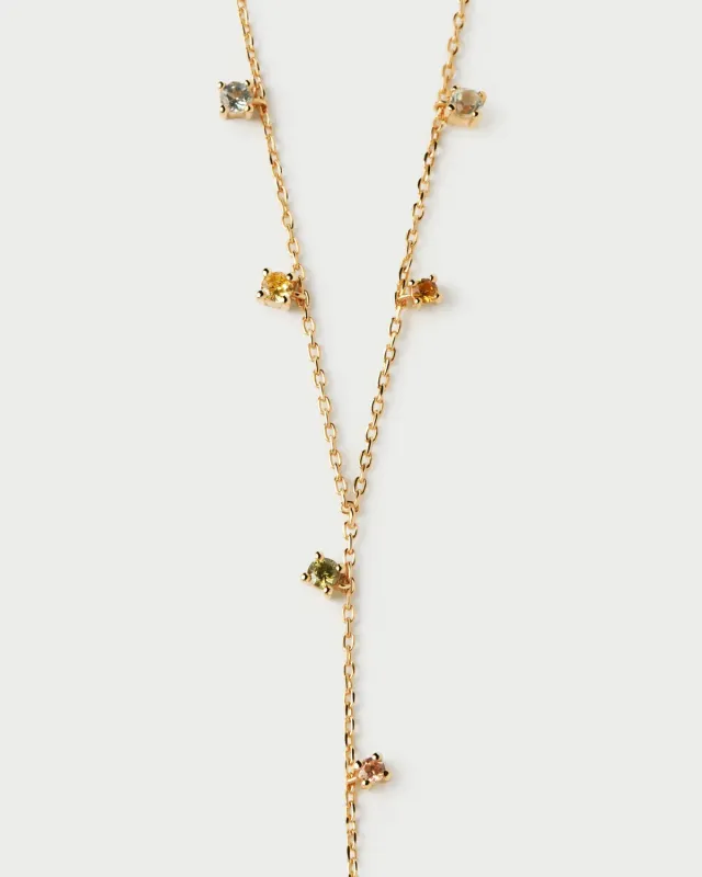 PDPAOLA Jane collier plaqué or pierres multicolores