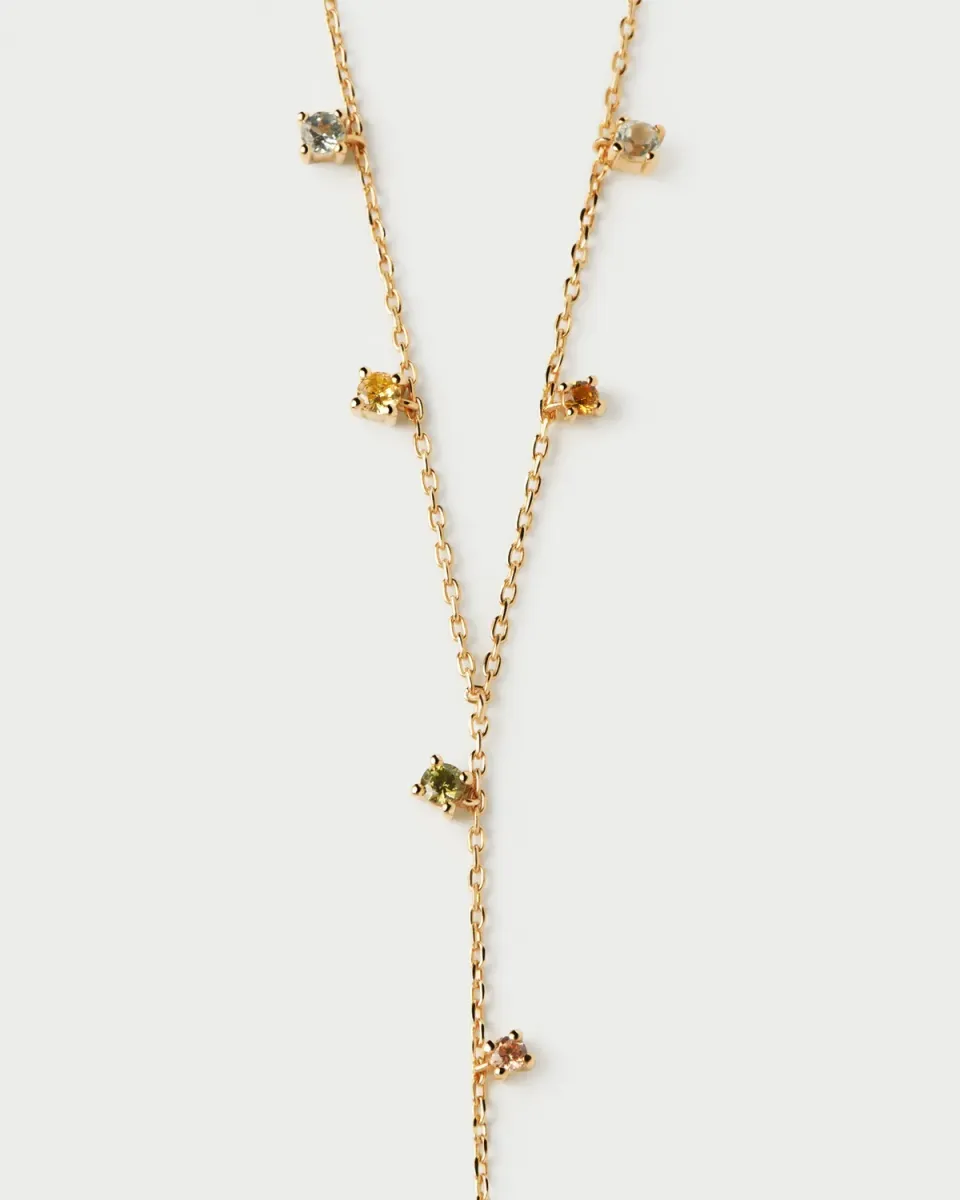 PDPAOLA Jane collier plaqué or pierres multicolores