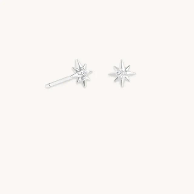Astrid & Miyu White Topaz Star clous d'oreilles or blanc