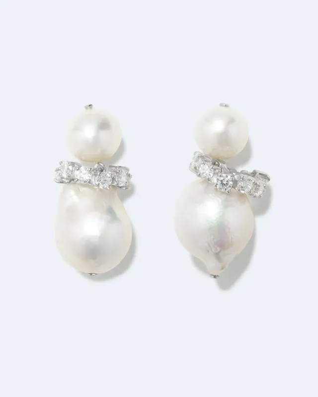 Completedworks Woah! boucles d'oreilles perles argent rhodié