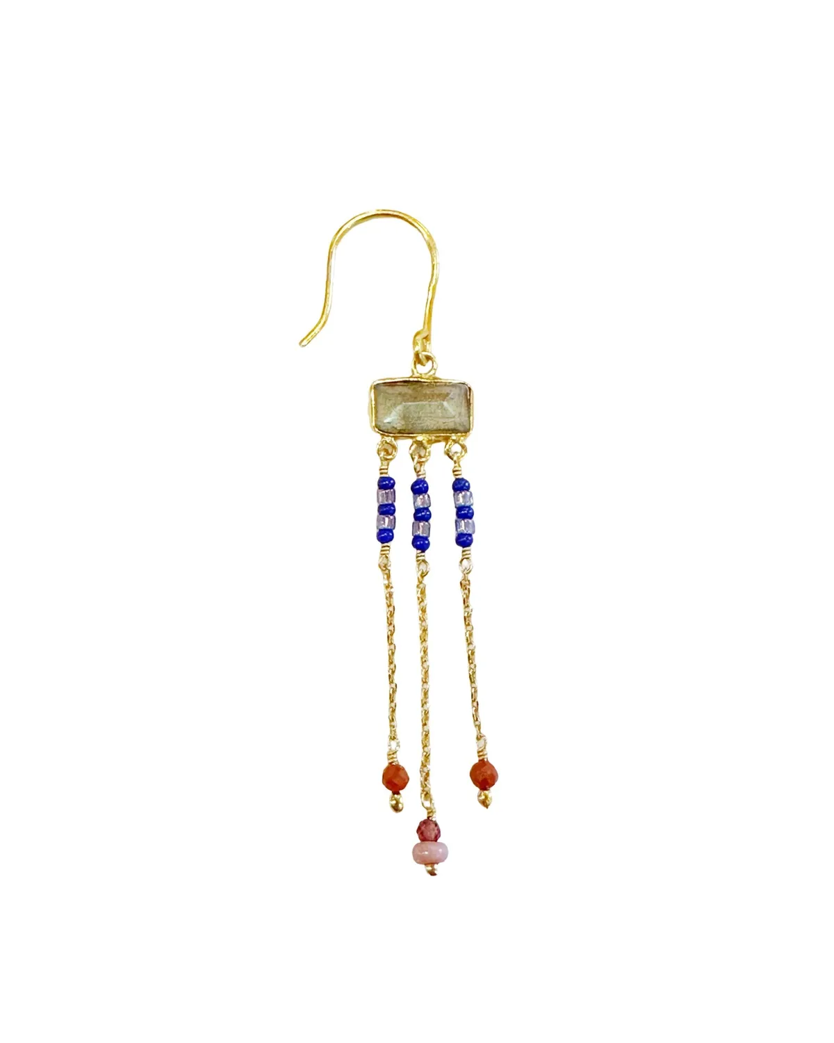 Le Fourbi de Capucine N58 boucles d'oreilles laiton doré labradorite