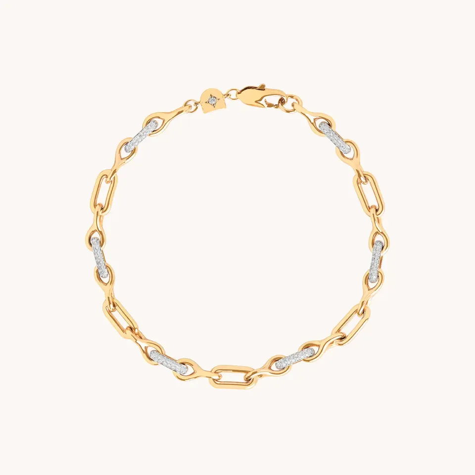Astrid & Miyu Pavé Chain Link bracelet doré maillons