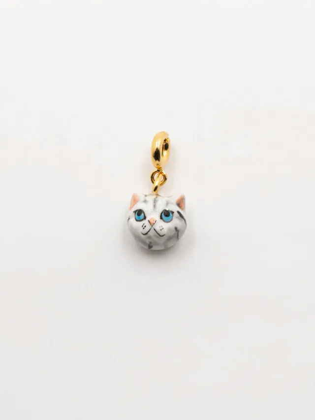 Nach Bijoux tête de chat charm's porcelaine 1 cm