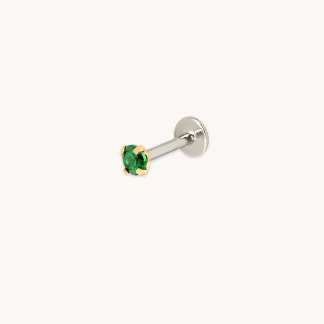 Astrid & Miyu Green Titanium piercing stud doré vert