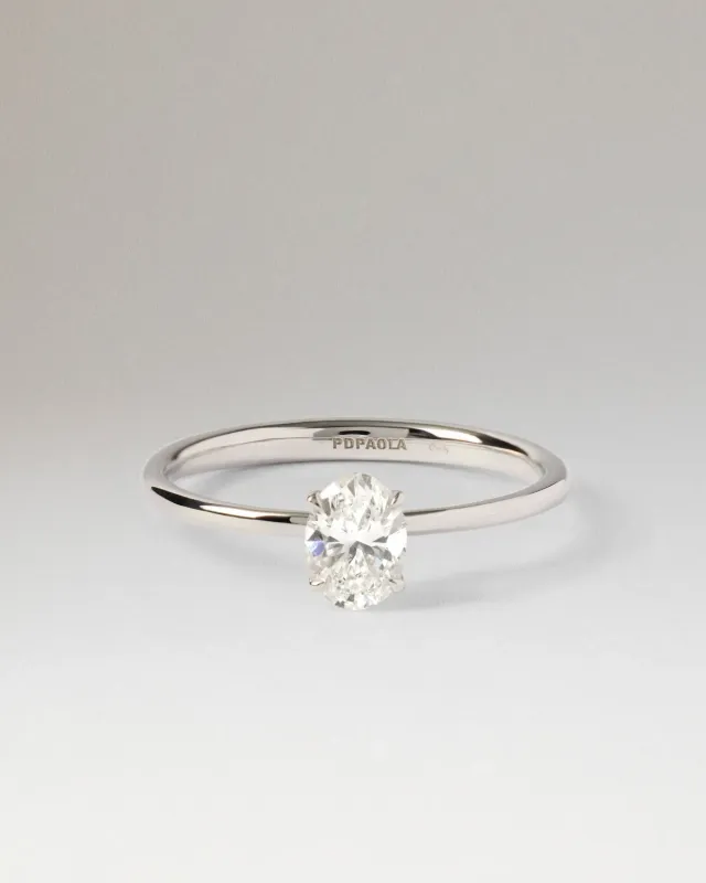 PDPAOLA Ace bague solitaire diamant or blanc taille 14