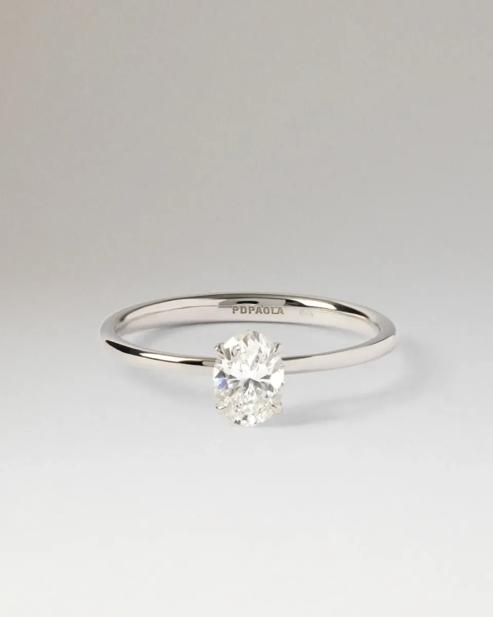 PDPAOLA Ace bague solitaire diamant or blanc taille 14