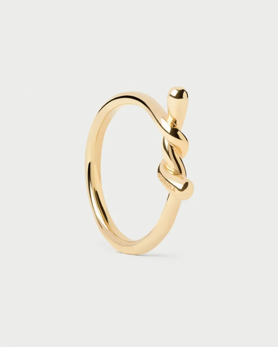 PDPAOLA Twist bague dorée fine 2 mm