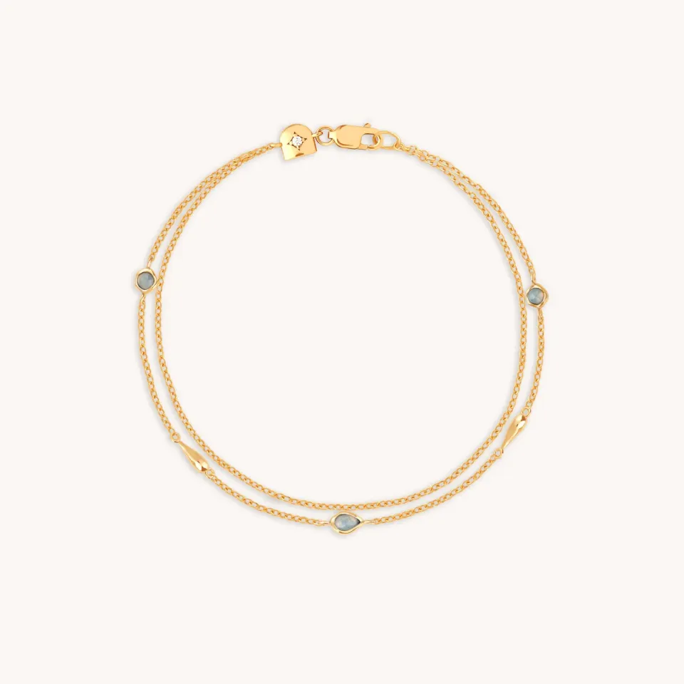 Astrid & Miyu Opal Charm double bracelet opale doré