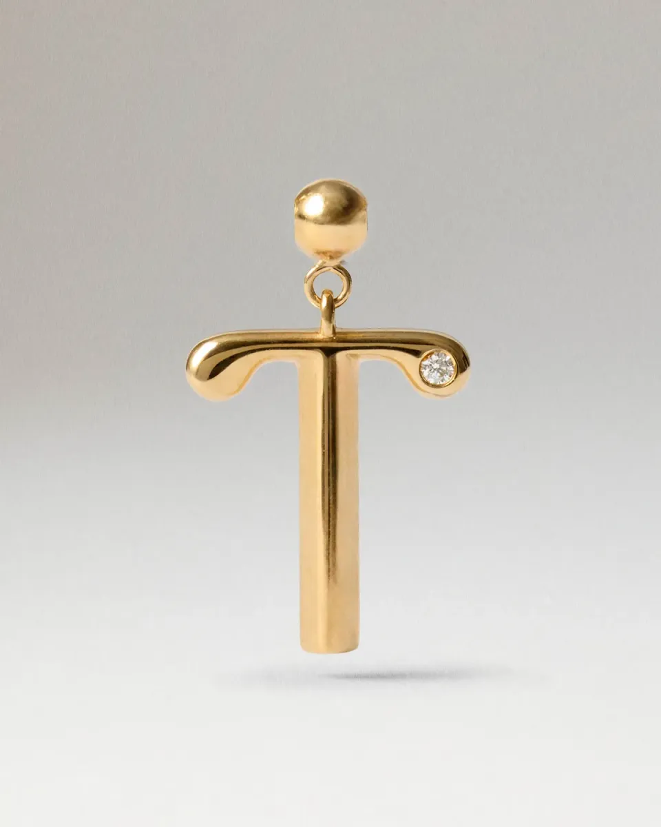 PDPAOLA Initial T charms lettre T doré zircon blanc