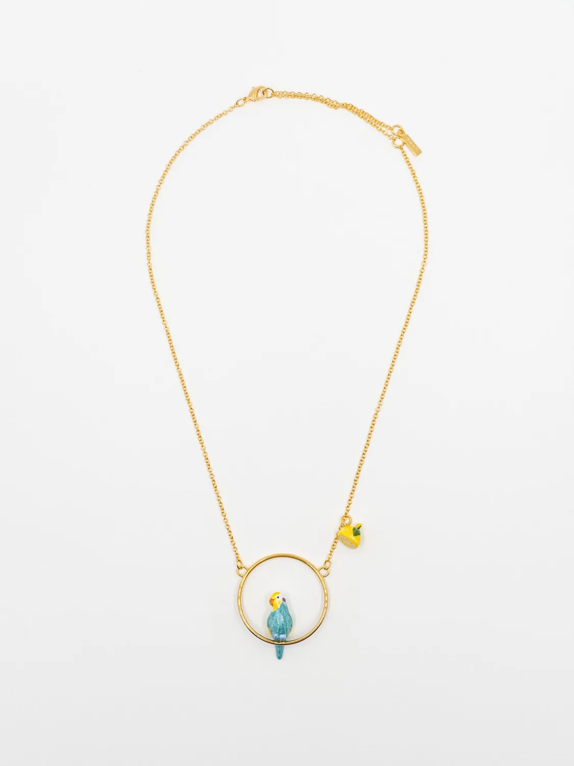 Nach Bijoux Perruche Bleue collier rond citron verre 50 cm