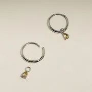 Astrid & Miyu Citrine November charm d’oreille or blanc pierre
