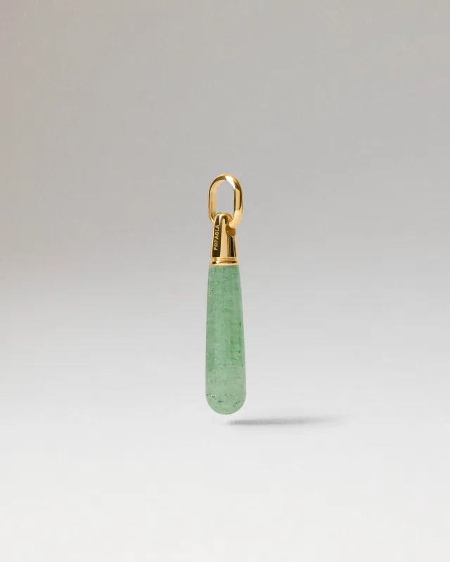 PDPAOLA Green Aventurine Large Drop pendentif or 35 mm