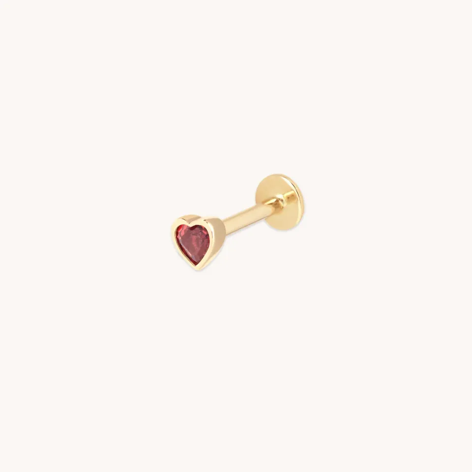 Astrid & Miyu Garnet Heart piercing clou or massif grenat