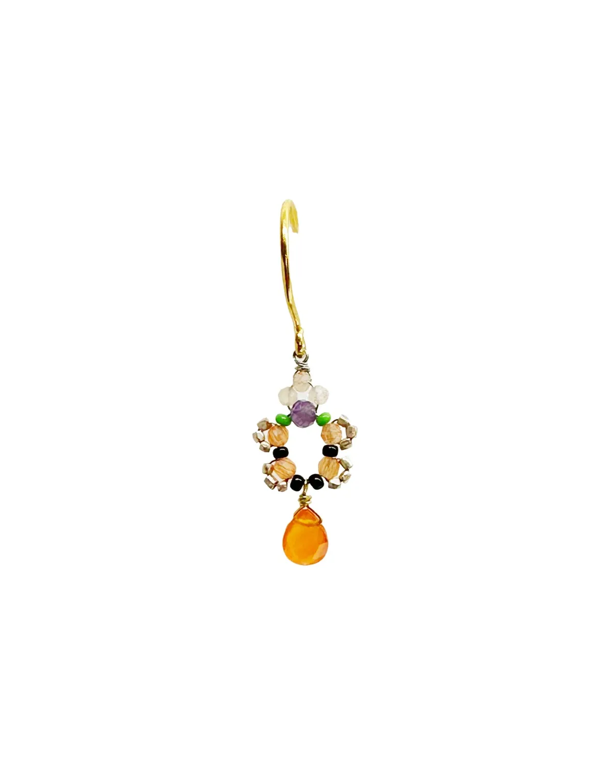 Le Fourbi de Capucine Z22 boucles d'oreilles laiton doré cornaline