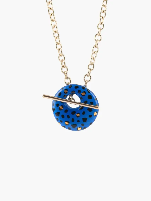 Nach Bijoux cosmic léopard bleu collier porcelaine 45 cm