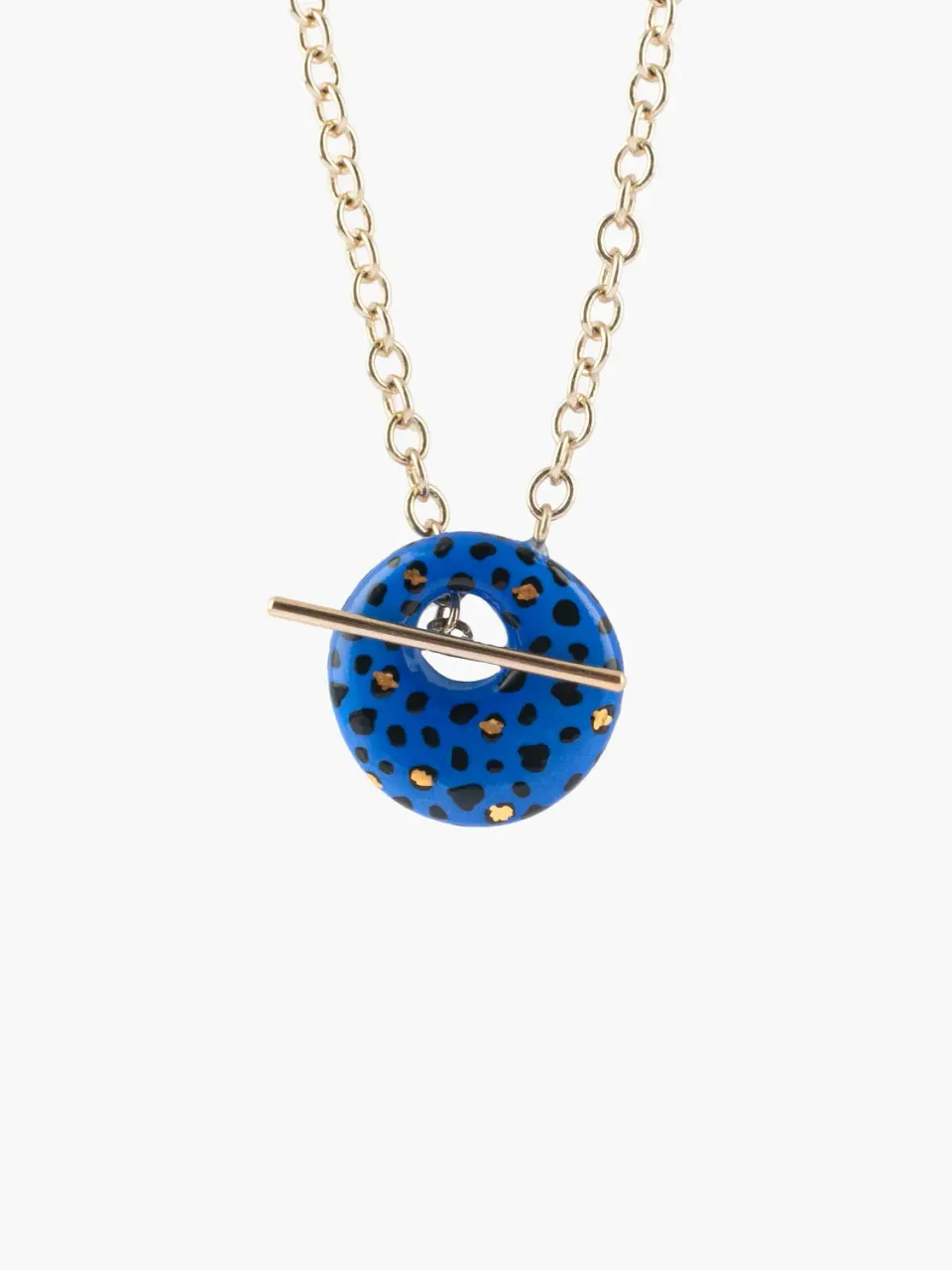 Nach Bijoux cosmic léopard bleu collier porcelaine 45 cm