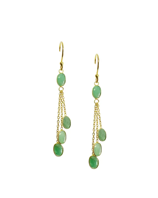 Le Fourbi de Capucine N76 boucles d'oreille émeraude pendantes