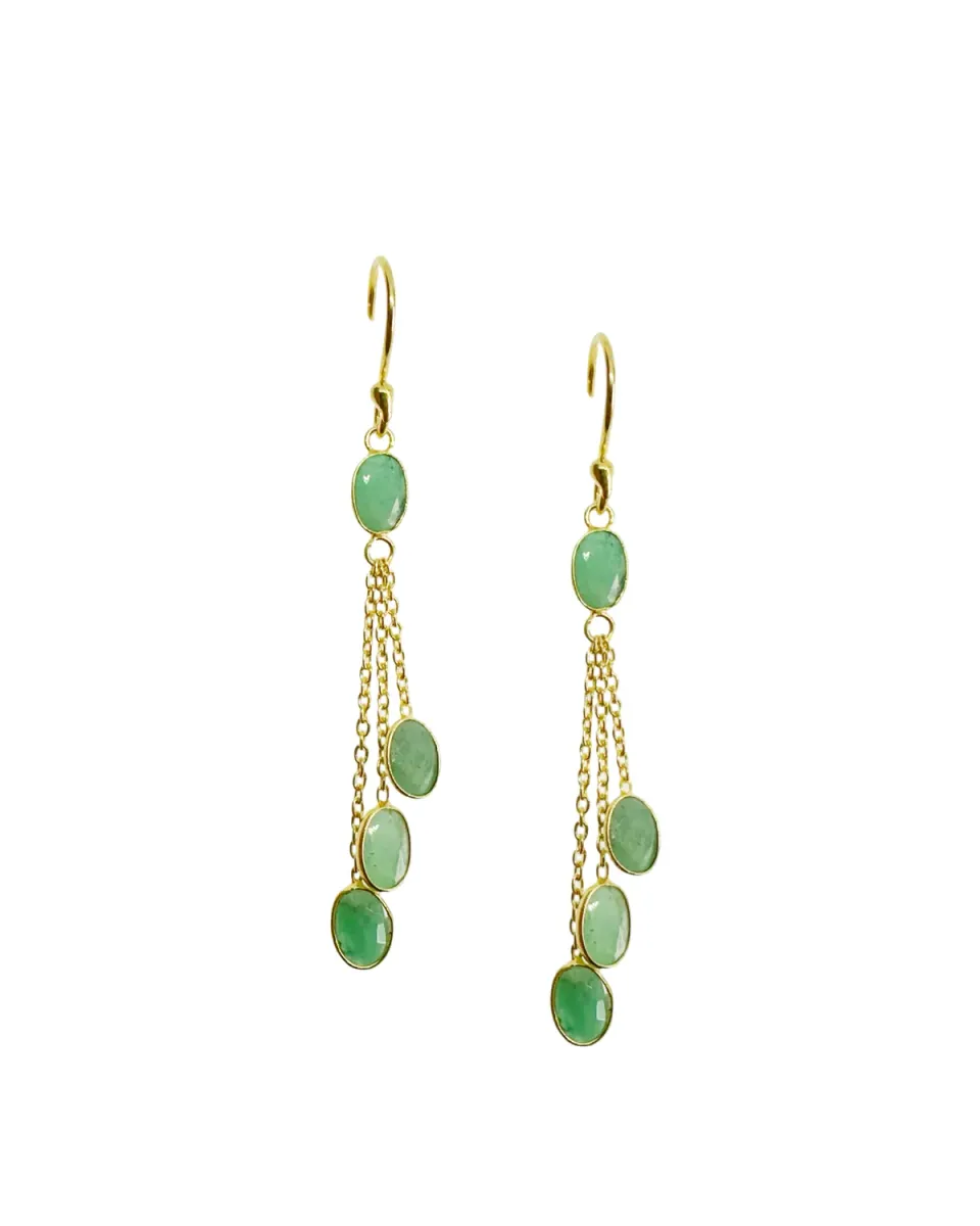 Le Fourbi de Capucine N76 boucles d'oreille émeraude pendantes