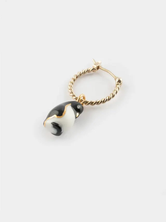 Nach Bijoux Arctique Mini créole pingouin boucle d'oreille unité porcelaine