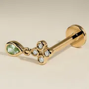 Astrid & Miyu Diamond Green Sapphire Charm clou piercing or massif