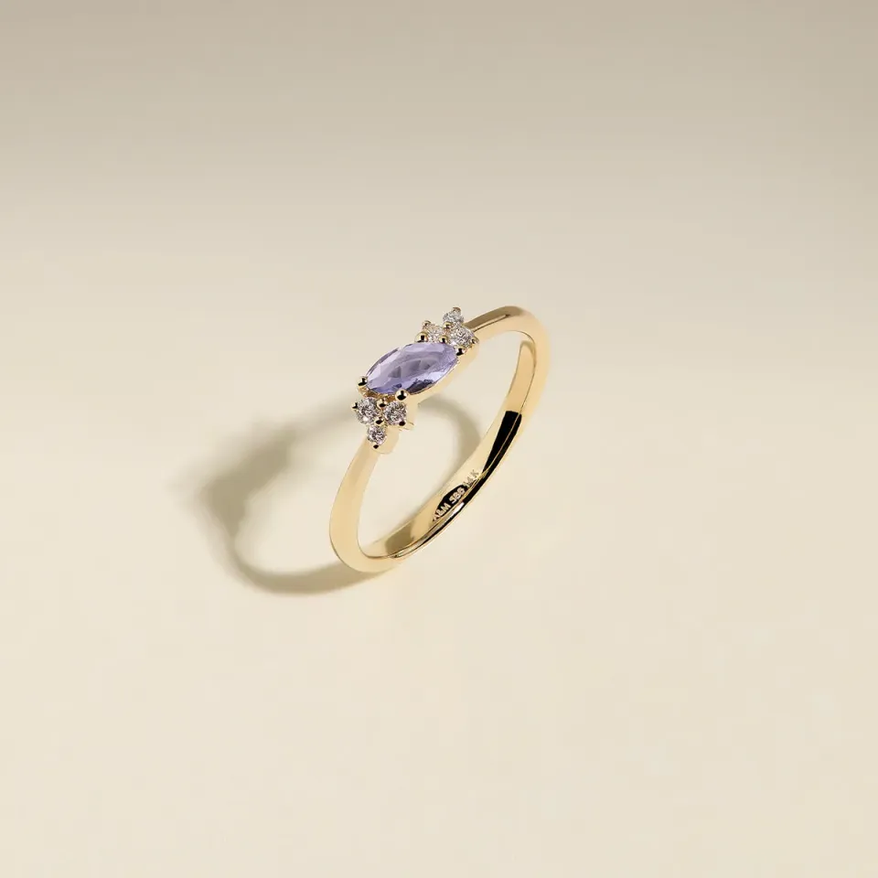 Astrid & Miyu Tanzanite December Milestone bague or massif